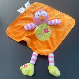 Baby Starters Lovey Security Blanket Plush Flower Bird Owl Pink Orange Green